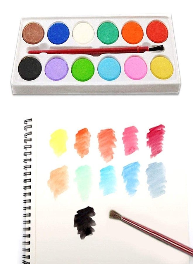 KIVYA Return Gifts for Kids Birthday Party | Watercolor Tray Coloring Kit for Painting with Artist Paint Brush for Children School Supplies/Party Favors and Gifts for Girls/Boys - Pack of 6, white - Image 4